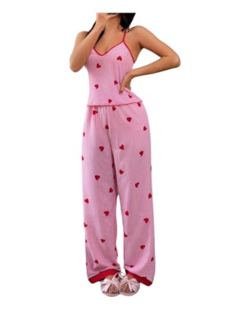 Women's Striped Pajama Set Cami Top & Pants Lounge Sleepwear